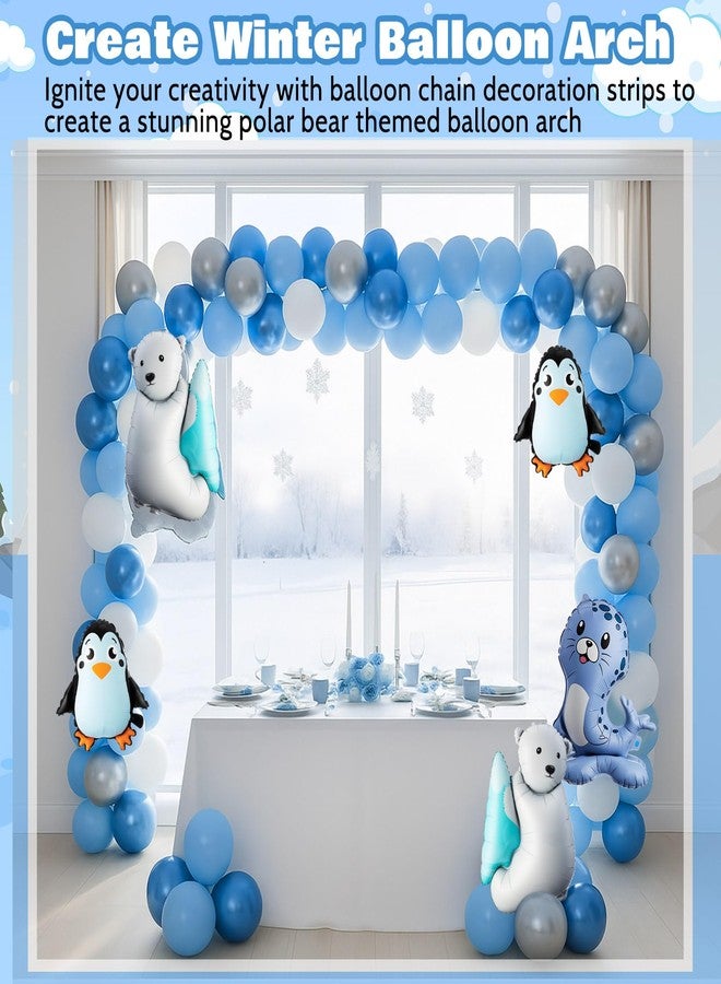 LaRandom 108 Pcs Winter Party Decorations Polar Bear Penguin Seal Christmas Balloon Arch Garland Kit Blue White Silver Foil Latex Balloons for Winter Christmas Baby Shower Birthday Party Decorations - Image 5